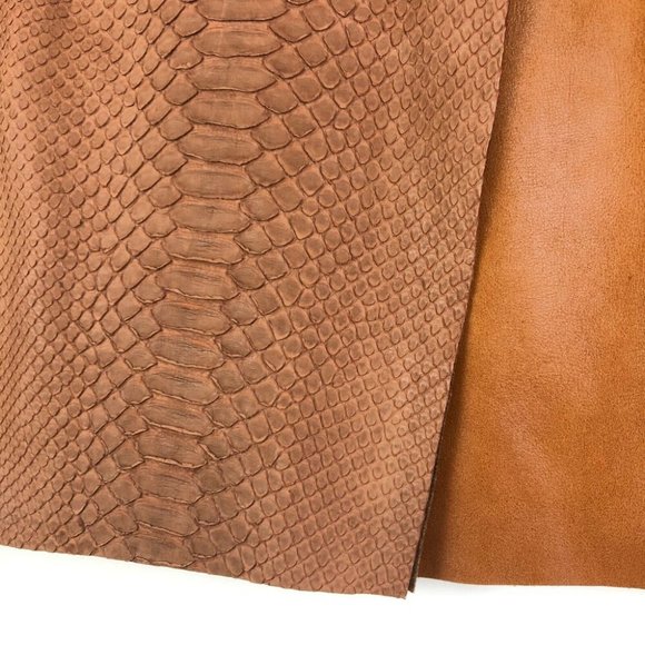 Aje Oritiz Mini Skirt Brown Tan Reptile Snake Leather Size 10 Snakeskin - Picture 3 of 9